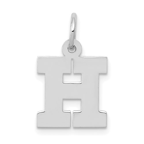 14K White Gold Small Block Letter H Initial Charm