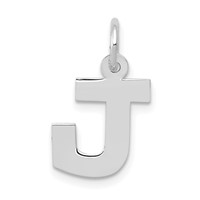14K White Gold Small Block Letter J Initial Charm view 1