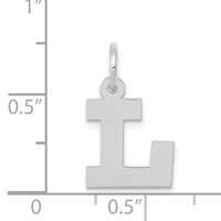 14K White Gold Small Block Letter L Initial Charm view 3