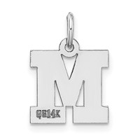 14K White Gold Small Block Letter M Initial Charm view 4