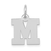 14K White Gold Small Block Letter M Initial Charm view 1