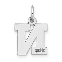 14K White Gold Small Block Letter N Initial Charm view 4