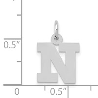 14K White Gold Small Block Letter N Initial Charm view 3