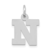 14K White Gold Small Block Letter N Initial Charm view 1
