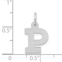 14K White Gold Small Block Letter P Initial Charm view 3