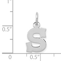 14K White Gold Small Block Letter S Initial Charm view 3