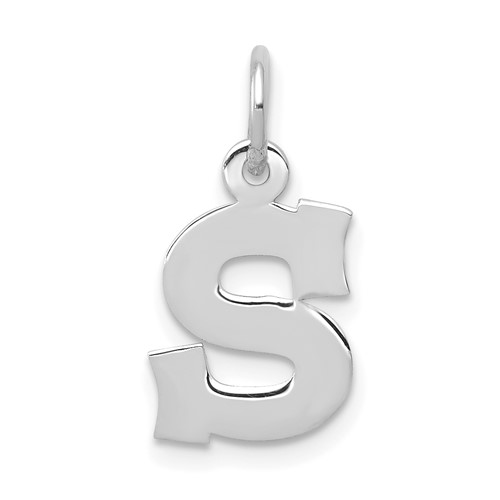 14K White Gold Small Block Letter S Initial Charm