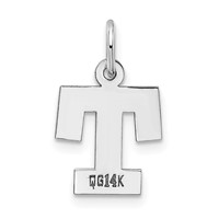 14K White Gold Small Block Letter T Initial Charm view 4