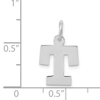 14K White Gold Small Block Letter T Initial Charm view 3