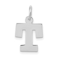 14K White Gold Small Block Letter T Initial Charm view 1