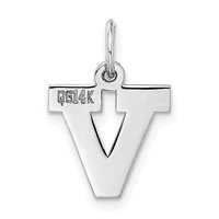 14K White Gold Small Block Letter V Initial Charm view 4