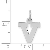14K White Gold Small Block Letter V Initial Charm view 3
