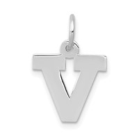 14K White Gold Small Block Letter V Initial Charm view 1