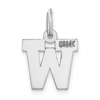 14K White Gold Small Block Letter W Initial Charm view 4