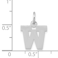 14K White Gold Small Block Letter W Initial Charm view 3