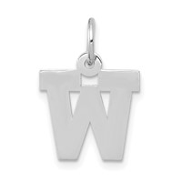 14K White Gold Small Block Letter W Initial Charm view 1
