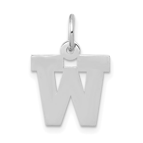 14K White Gold Small Block Letter W Initial Charm