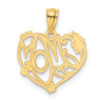 14K and White Rhodium Mom Pendant view 3