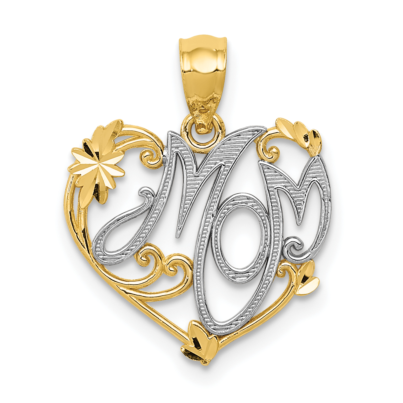 14k and Rhodium MOM Pendant (YC796)