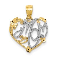 14K and White Rhodium Mom Pendant view 1