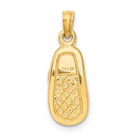 14K Yellow Gold Pink Enameled 3-D Baby Shoe Pendant with Flowers view 3