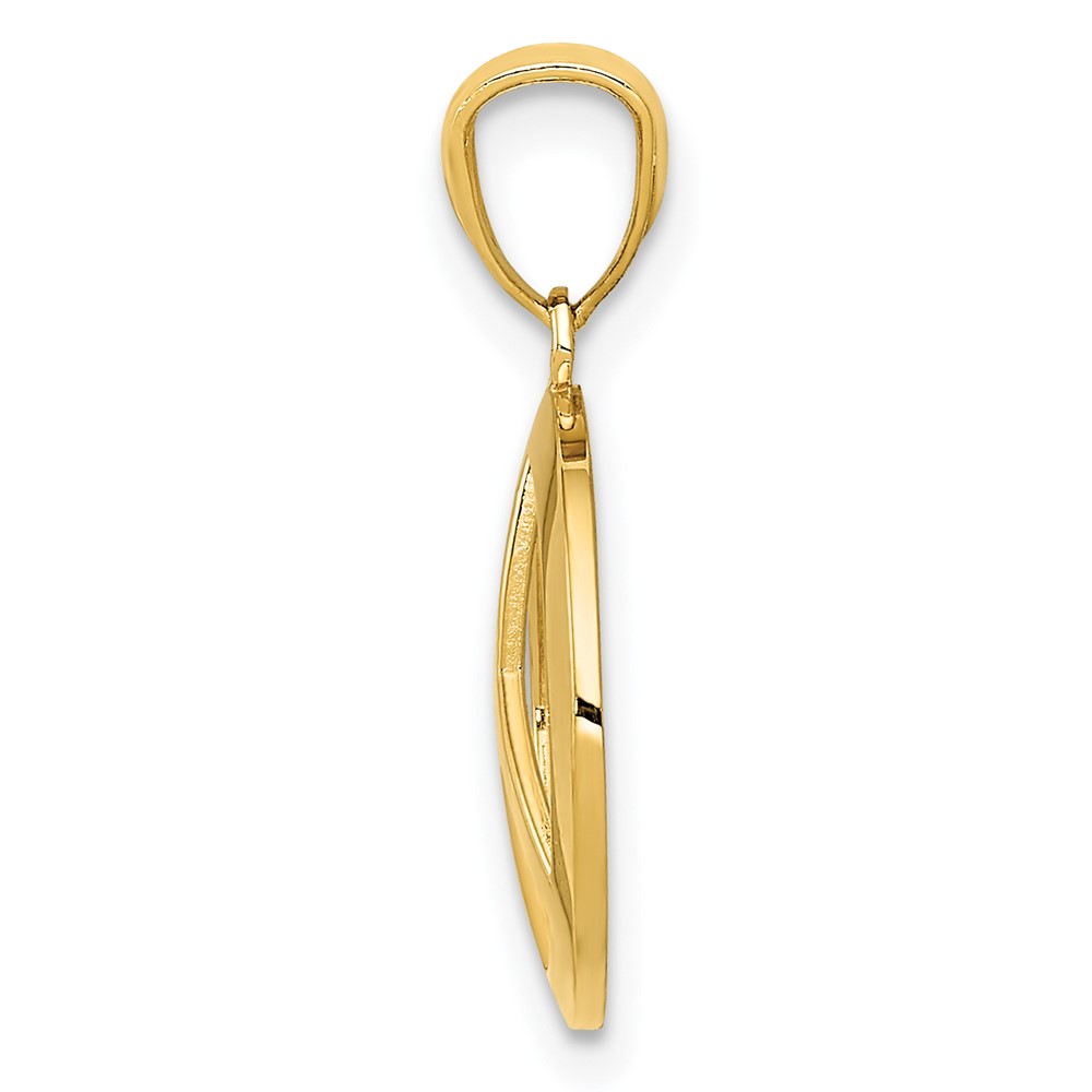 14k Polished Peace Sign Circle Pendant (YC815)