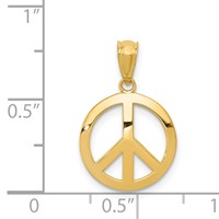 14K Yellow Gold Polished Peace Sign Circle Pendant view 4