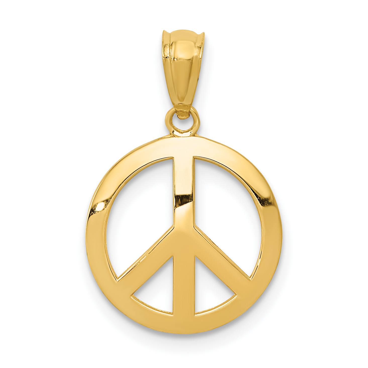 14k Polished Peace Sign Circle Pendant (YC815)