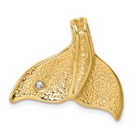 14K Yellow Gold Diamond Whale Tail Chain Slide view 3