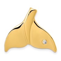 14K Yellow Gold Diamond Whale Tail Chain Slide view 1