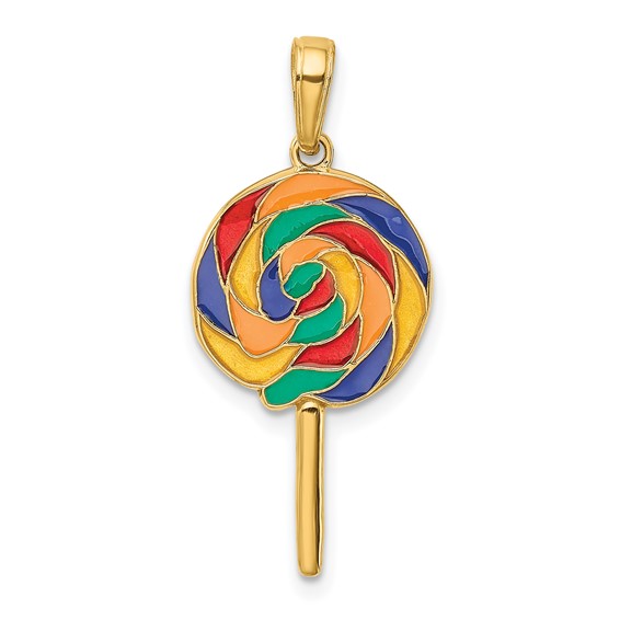 14k 3-D Multi-color Enameled Lollipop Pendant