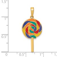 14K Yellow Gold 3-D Multi-color Enameled Lollipop Pendant view 4
