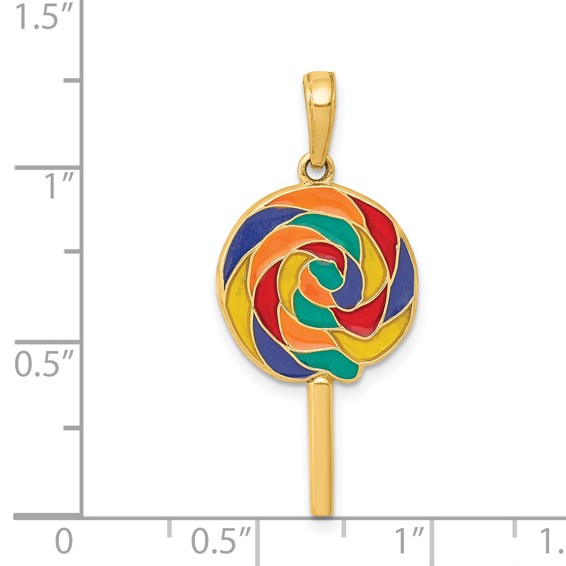 14k 3-D Multi-color Enameled Lollipop Pendant