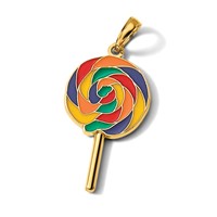 14K Yellow Gold 3-D Multi-color Enameled Lollipop Pendant view 5