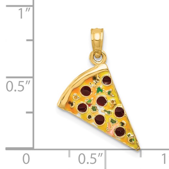14k Multi-color Enameled Pizza Slice Pendant