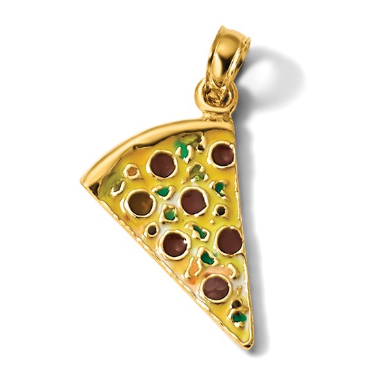 14k Multi-color Enameled Pizza Slice Pendant
