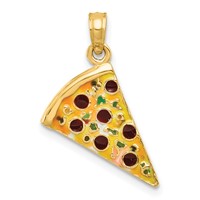 14K Yellow Gold Multi-color Enameled Pizza Slice Pendant view 1
