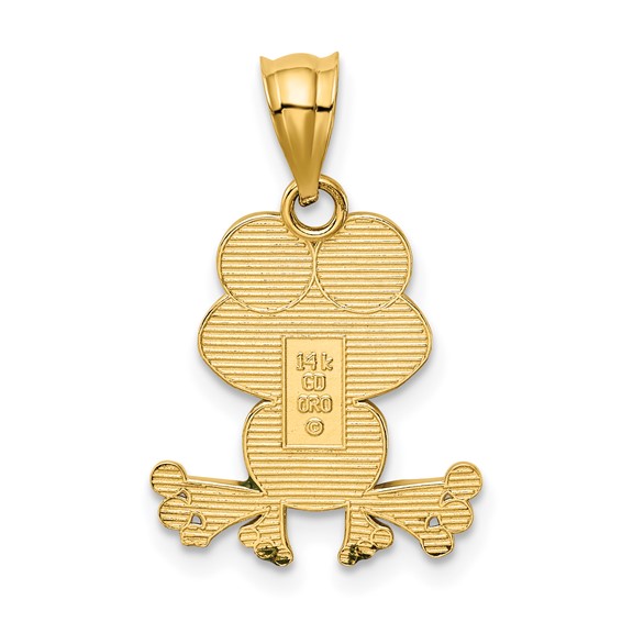 14k Green and White Enameled Frog