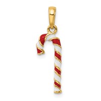 14K Yellow Gold 3-D Enameled Candy Cane Charm view 3