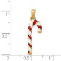 14K Yellow Gold 3-D Enameled Candy Cane Charm view 4
