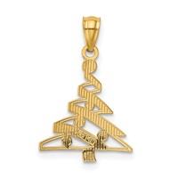 14K and White Rhodium Christmas Tree Pendant view 3