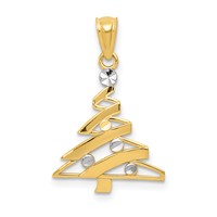 14K and White Rhodium Christmas Tree Pendant view 1