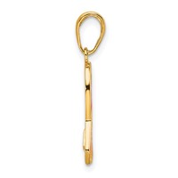 14K Yellow Gold Pink Enameled Awareness Ribbon Pendant view 2
