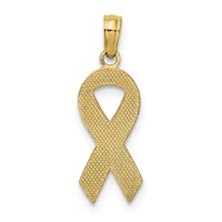 14K Yellow Gold Pink Enameled Awareness Ribbon Pendant view 3