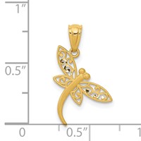 14K Yellow Gold Satin Diamond-cut Dragonfly Pendant view 4