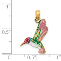 14K Yellow Gold Enameled 3-D Hummingbird Pendant view 4