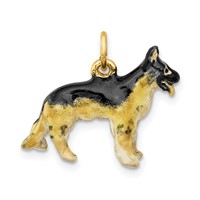 14K Yellow Gold 3D Enameled Medium German Shepherd Charm view 3