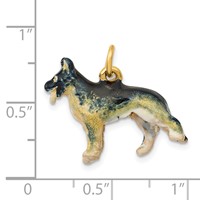 14K Yellow Gold 3D Enameled Medium German Shepherd Charm view 4