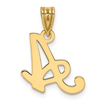 14K Yellow Gold Script Letter a Initial Pendant view 4