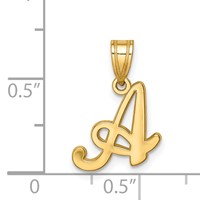 14K Yellow Gold Script Letter a Initial Pendant view 3